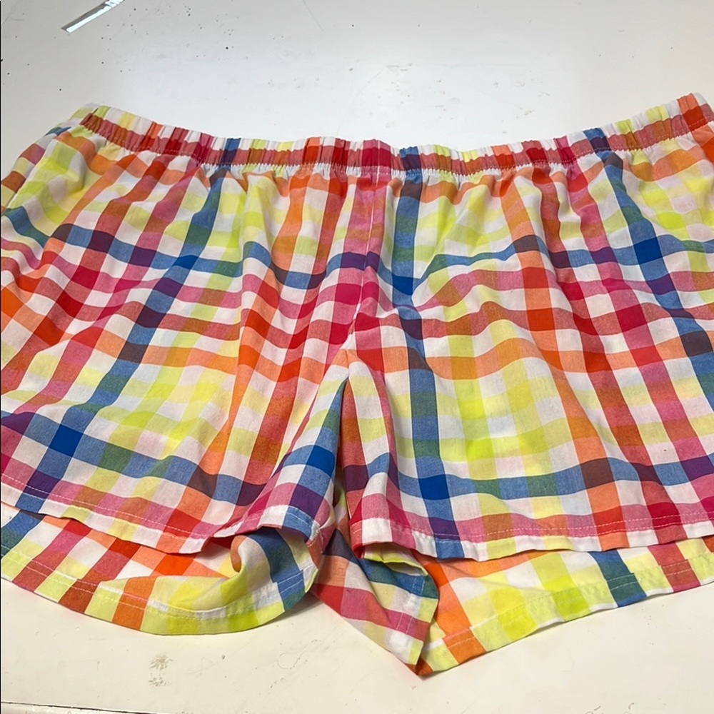 Peyton & Parker 3X Colorful Plaid Women's Elastic Waist Pull On Shorts